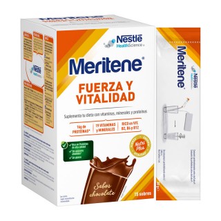 MERITENE FUERZA Y VITALIDAD SABOR CHOCOLATE 15 SOBRES X 30GR