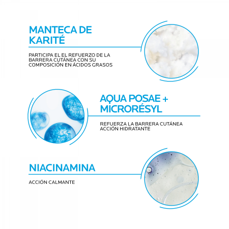 Ingredientes clave de Lipikar Baume AP+M ligera con manteca de karité, niacinamida y complejo AP+M