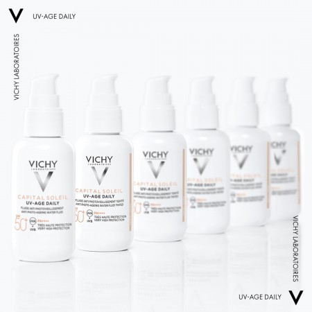 VICHY CAPITAL SOLEIL SPF 50 UV-AGE FLUIDO ACUOSO ANTIEDAD CON COLOR 40 ML