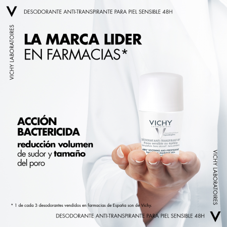 VICHY DESODORANTE BOLA PIEL SENSIBLE 48H 50ML (BLANCO)