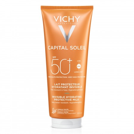 Leche protectora hidratante invisible Vichy Capital Soleil SPF 50 en formato familiar de 300 ml