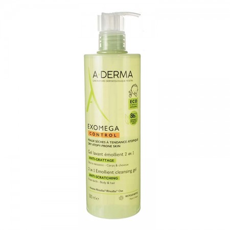 A-DERMA EXOMEGA GEL EMOLIENTE 2 EN 1 CABELLO Y CUERPO 500 ML