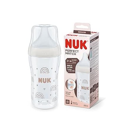 BIBERON PP SILICONA NUK PERFECT MATCH FLUJO M 260 ML ARCOIRIS
