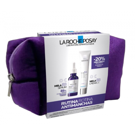 LA ROCHE POSAY PACK ANTIMANCHAS: MELA B3 SERUM 30ML + MELA B3 CREMA 40ML + REGALO NECESER MORADO