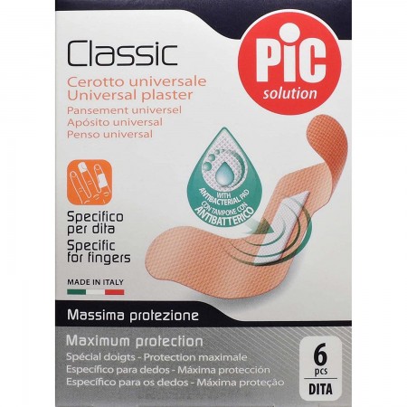 PIC CLASSIC CON BACTERICIDA APOSITO ADHESIVO DEDOS 6 UNIDADES