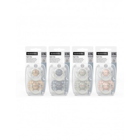 SUAVINEX CHUPETE SILICONA T SXPRO FISIOLOGICA NIGHT & DAY 6-18M 2 UNIDADES