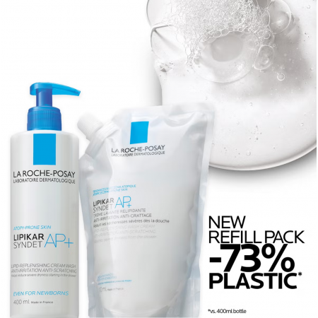 LA ROCHE POSAY LIPIKAR PACK LIMPIEZA: LIPIKAR SYNDET AP+ CREMA DE DUCHA 400 ML + REFILL 400ML