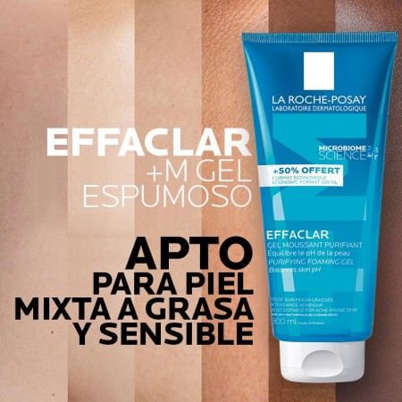 Gel espumoso purificante La Roche-Posay Effaclar +M de 200 ml para piel mixta a grasa