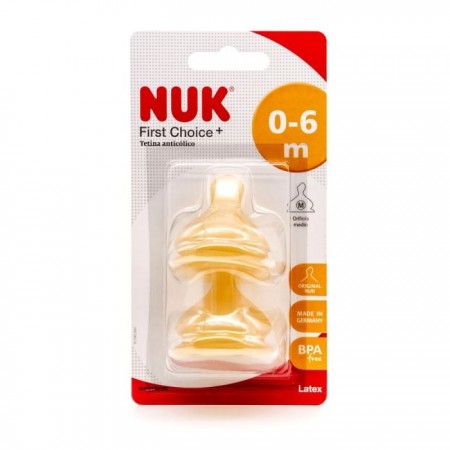 NUK TETINAS DE  LATEX FIRST CHOICE T-1 DE 0-6 MESES FLUJO M 2 TETINAS