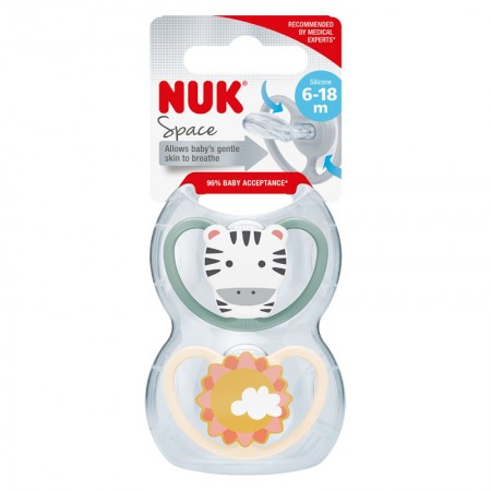 CHUPETE SILICONA NUK SPACE (ANIMALES) 18 - 36 MESES 2 U
