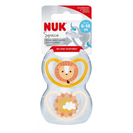 NUK CHUPETE SILICONA SPACE (ANIMALES) 6 - 18 MESES 2 U