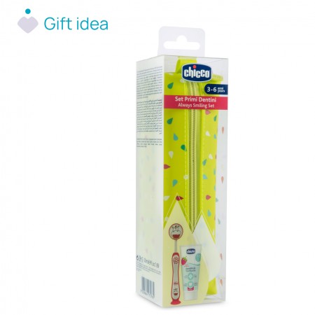 CHICCO SET DENTAL PRIMEROS DIENTES 3-6 AÑOS CEPILLO HIPOPOTAMO + PASTA FRESA 50ML