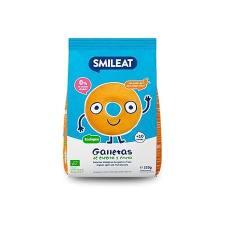 SMILEAT GALLETAS DE ESPELTA Y FRUTA ECO BOLSA 220 G