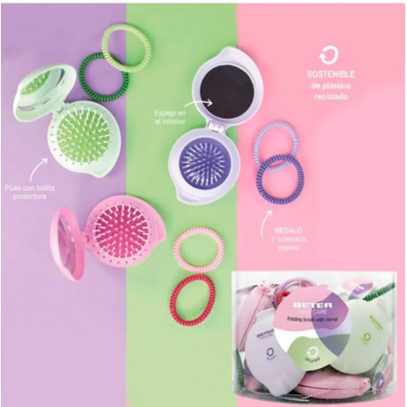 BETER CEPILLO REDONDO DE VIAJE CON ESPEJO + COLETERO