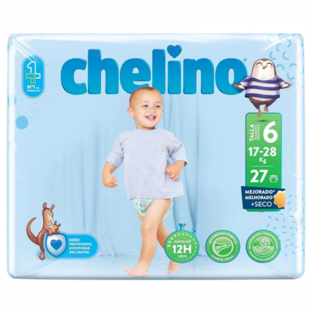 CHELINO PAÑAL INFANTIL FASHION & LOVE TALLA 6 (17 - 28 KG) 27 PAÑALES