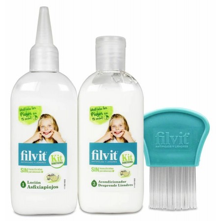 FILVIT KIT SIN INSECTICIDA ANTIPIOJOS LOCION 125ML + ACONDICIONADOR 125 ML + PEINE LENDRERA