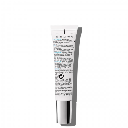 Detalle del envase posterior del contorno de ojos La Roche-Posay Pigmentclar de 15 ml