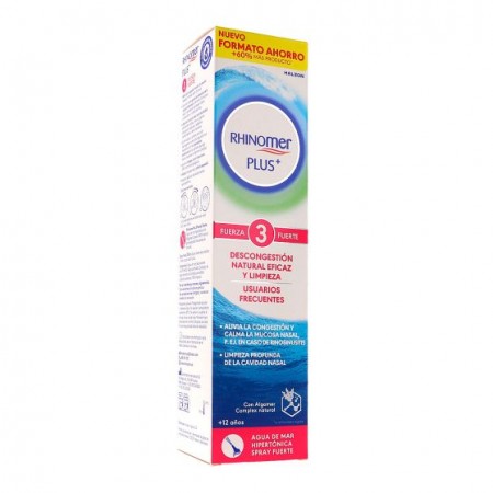 RHINOMER PLUS FUERZA 3 FUERTE LIMPIEZA NASAL NEBULIZADOR 200 ML