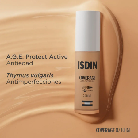ISDIN COVERAGE ALTA COBERTURA BASE DE MAQUILLAJE SPF50+ COLOR 2.0 BEIGE 30G