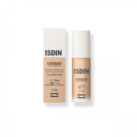 ISDIN COVERAGE ALTA COBERTURA BASE DE MAQUILLAJE SPF50+ COLOR 3.0 SAND ARENA 30G