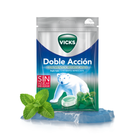 VICKS CARAMELOS DOBLE ACCION CON MENTOL REFRESCANTE SIN AZUCAR 60 G