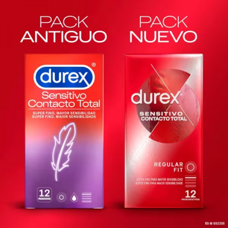 DUREX SENSITIVO CONTACTO TOTAL 12 PRESERVATIVOS + 3 PRESERVATIVOS REAL FEEL GRATIS