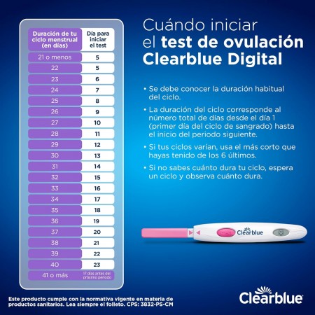 CLEARBLUE PRUEBA DIGITAL DE OVULACION 10 PRUEBAS