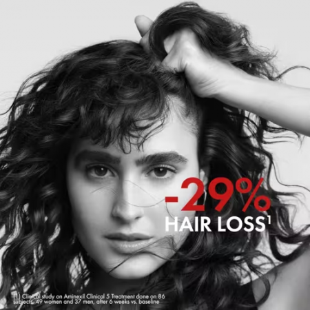 Reducción de un 29% en la caída del cabello con el tratamiento para mujer Vichy Dercos Aminexil Clinical 5