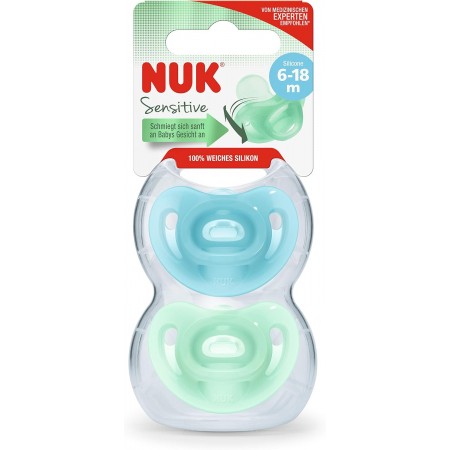 CHUPETE SILICONA NUK SENSITIVE SILICONA 6-18 MESES 2 CHUPETES