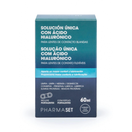 PHARMASET SOLUCION UNICA LENTES DE CONTACTO BLANDAS 60 ML + PORTALENTES