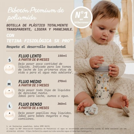 SUAVINEX BIBERON TETINA DE SILICONA SXPRO ANTI COLICO FUJO S +0 MESES 150 ML