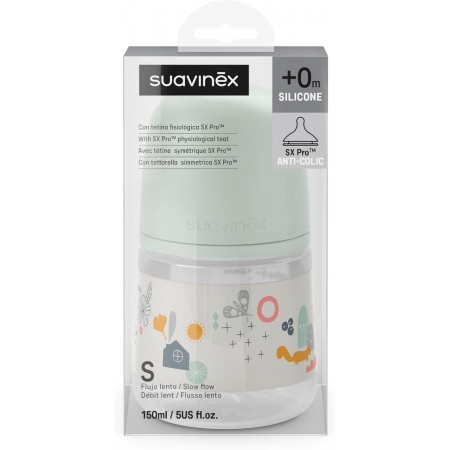 SUAVINEX BIBERON SXPRO TETINA DE SILICONA ANTI COLICO FLUJO S +0 MESES 150 ML