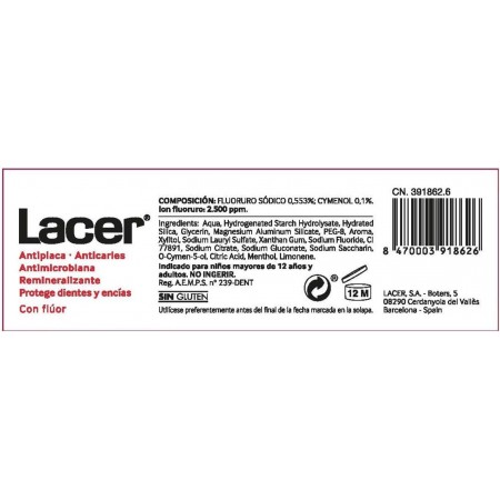 LACER PASTA DENTIFRICA CON FLUOR 50 ML