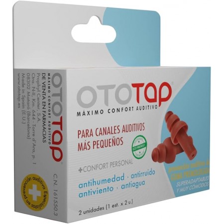 OTOTAP TAPONES DE OIDOS DE GOMA PARA CANALES AUDITIVOS PEQUEÑOS 2 UNIDADES