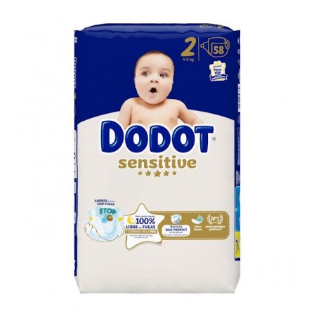 DODOT SENSITIVE PAÑAL INFANTIL TALLA 2 4-8 KG 58 UNIDADES