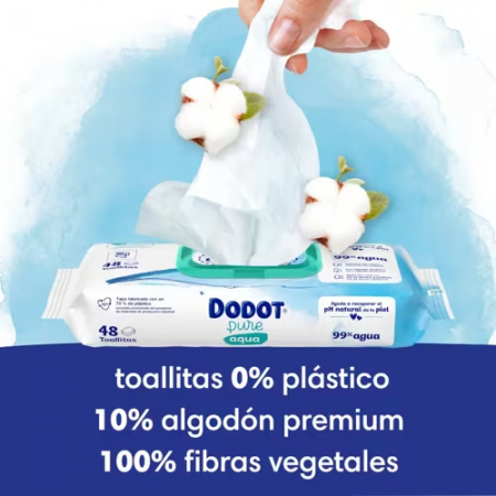 DODOT AQUA PURE TOALLITAS HUMEDAS PARA BEBES 3 ENVASES X 48 UNIDADES PLASTIC FREE PACK PROMOCIONAL