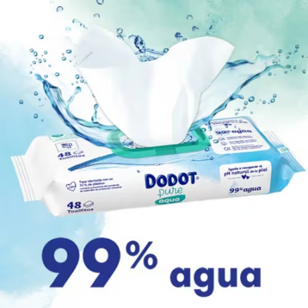 DODOT AQUA PURE TOALLITAS HUMEDAS PARA BEBES 3 ENVASES X 48 UNIDADES PLASTIC FREE PACK PROMOCIONAL