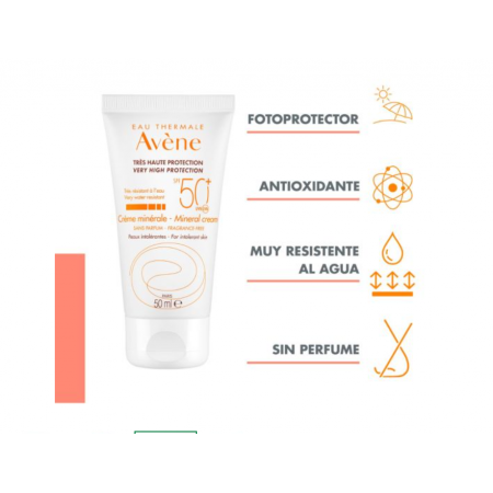 AVENE MINERAL SPF50+ PANTALLA FISICA CREMA SIN PERFUME 50 ML