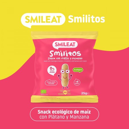 SMILEAT SMILITOS SNACK ECO SABOR FRESA Y PLATANO BOLSA 25G