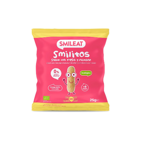 SMILEAT SMILITOS SNACK ECO SABOR FRESA Y PLATANO BOLSA 25G