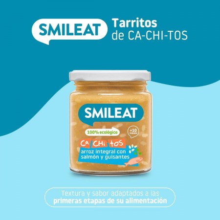SMILEAT TARRITO CACHITOS DE ARROZ INTEGRAL CON SALMON Y GUISANTES 230G