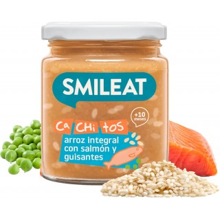 SMILEAT TARRITO CACHITOS DE ARROZ INTEGRAL CON SALMON Y GUISANTES 230G