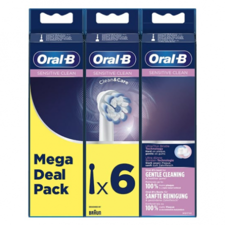 ORAL B RECAMBIOS SENSITIVE CLEAN (ROSA) PACK 6 CABEZALES BLANCOS