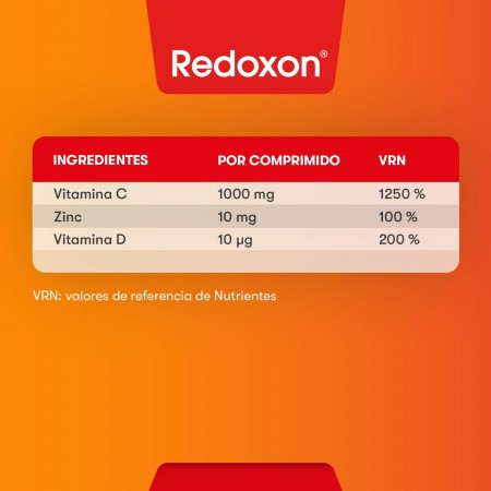 REDOXON EXTRA DEFENSAS TRIPLE ACCION VIT C,D Y ZINC 30 COMPRIMIDOS EFERVESCENTES SABOR NARANJA