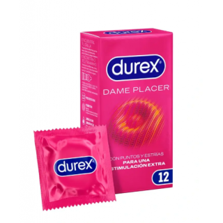 DUREX DAME PLACER CON PUNTOS Y ESTRIAS PRESERVATIVOS 12 PRESERVATIVOS