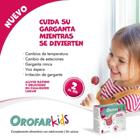 OROFAR KIDS DOLOR DE GARGANTA 1 PIRULETA SABOR FRAMBUESA
