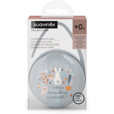 SUAVINEX SELECTION PORTACHUPETES DUO CON ASA FLEXIBLE PARA 2 CHUPETES +0 MESES