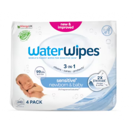 WATERWIPES BEBE 4 ENVASES 60 UNIDADES PACK ECONOMICO