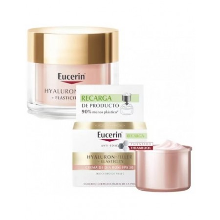EUCERIN PACK HYALURON FILLER +ELASTICITY CREMA DIA ROSE 30 SPF 50 ML + RECARGA 50ML