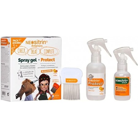 NEOSITRIN PACK ELIMINA SPRAY GEL 60ML + PROTECT ACONDICIONADOR 100ML + REGALO CHAMPÚ 100 ML Y LENDRERA